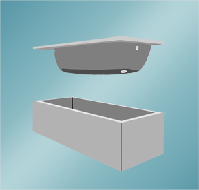 Slika 1 – Preprosta in brez problemov možna vgradnja kopalne kadi v nosilni element iz trde pene